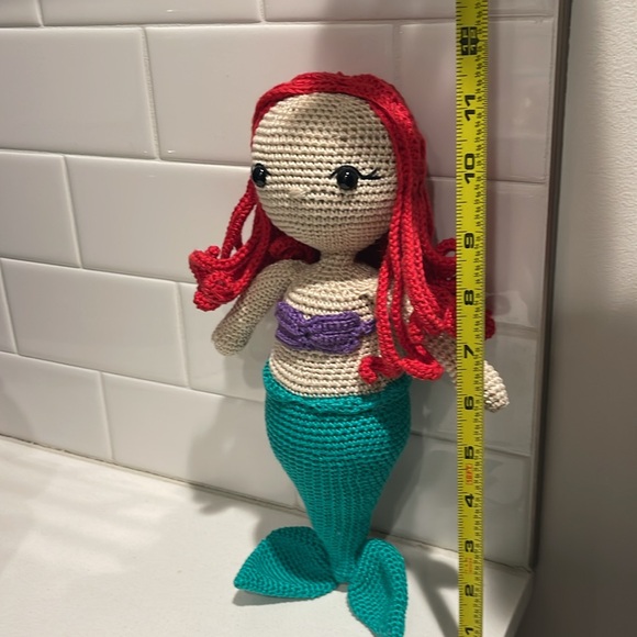 Handcrafted Ariel Little Mermaid Doll Crochet Decor Toy Disney Sea Ocean - Picture 11 of 13